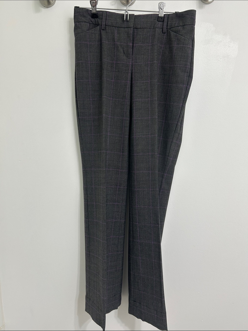 Express Women's Gray Windowpane Plaid Trousers